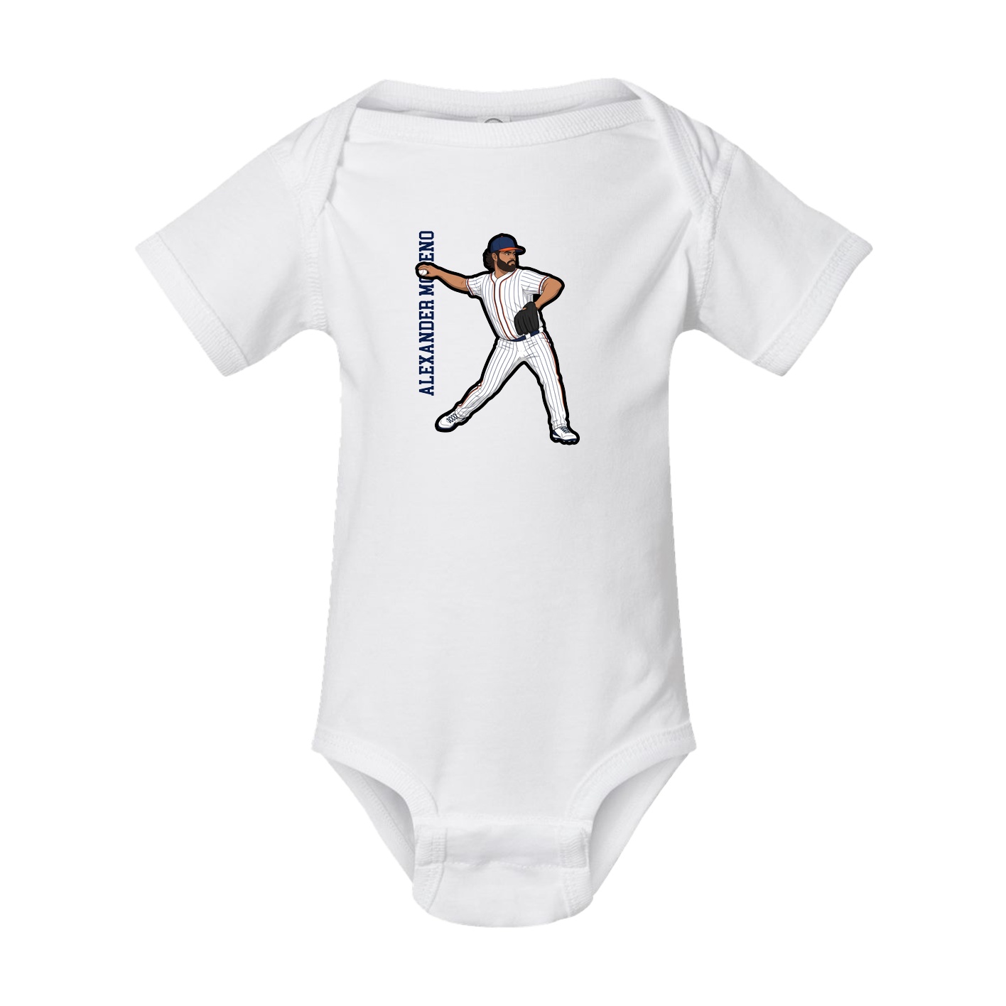 Baby Onesie — Name Vertical in White