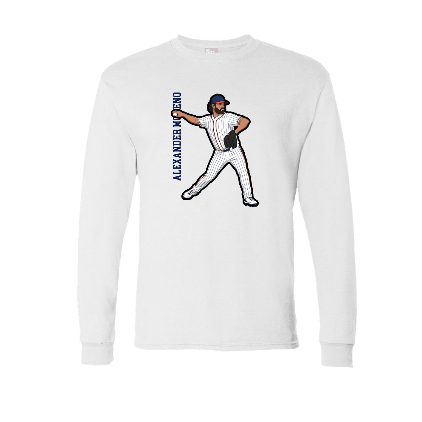 Long Sleeve Tee — Name Vertical in White