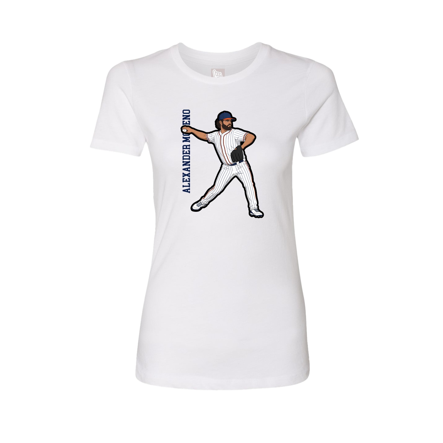 Fitted Women's Tee — Name Vertical in White