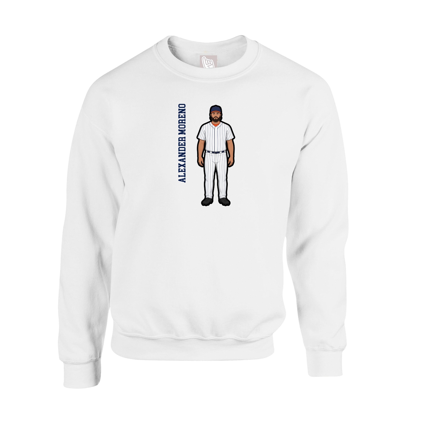 Fleece Crew — Name Vertical in White