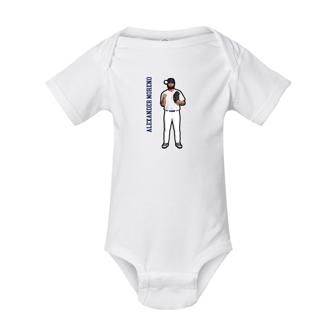 Baby Onesie — Name Vertical in White