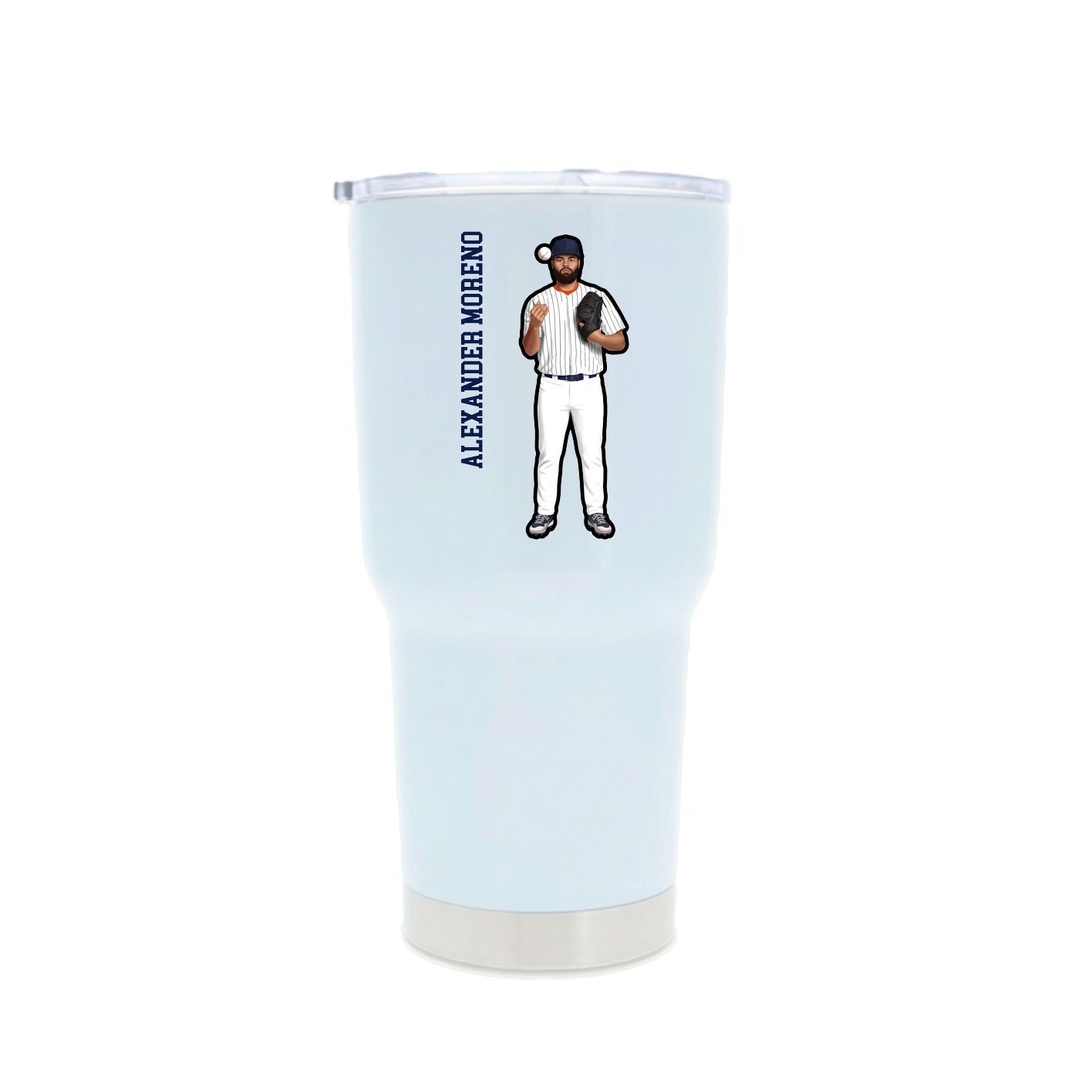 30oz Stainless Steel Tumbler — Name Vertical in White