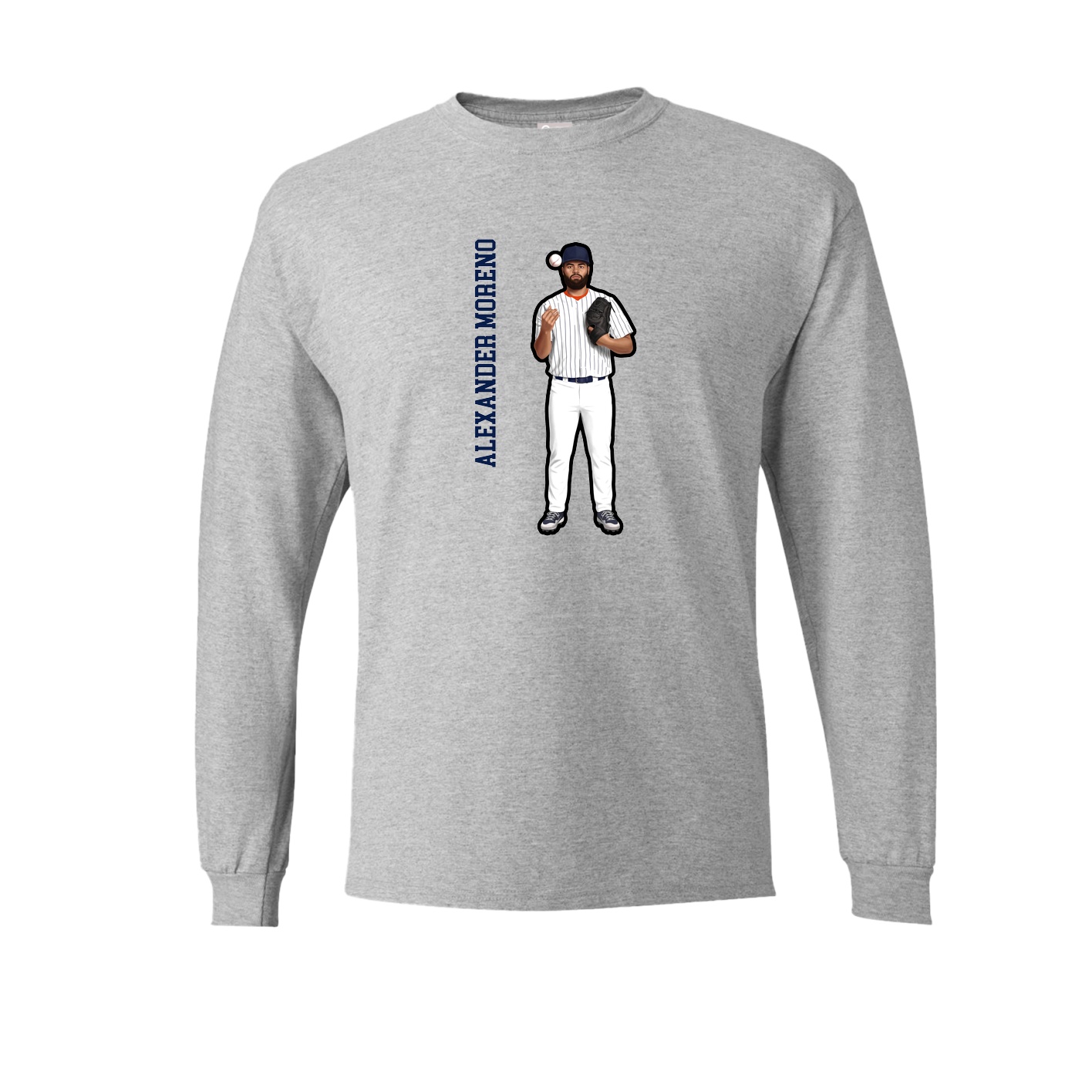 Long Sleeve Tee — Name Vertical in Grey
