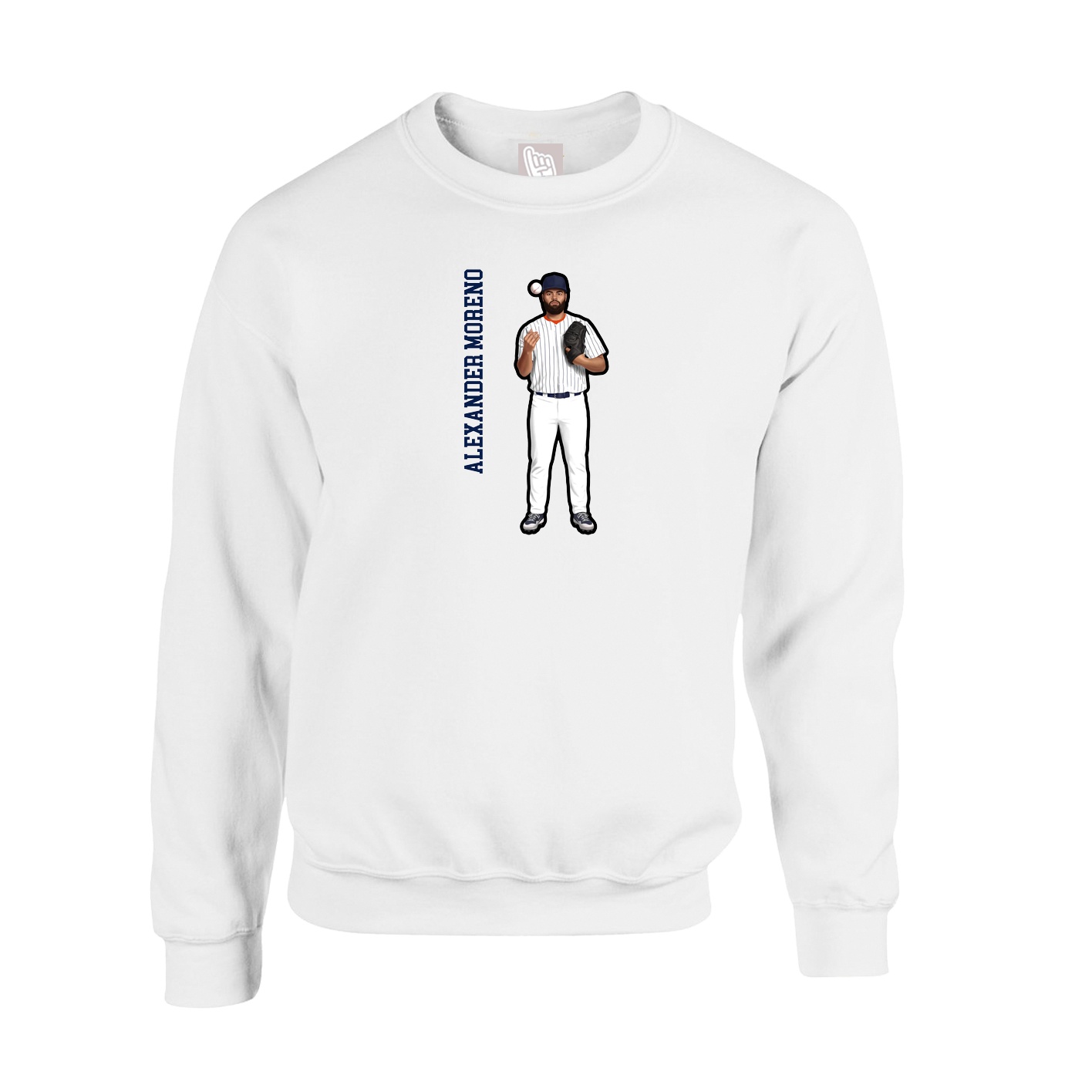 Fleece Crew — Name Vertical in White