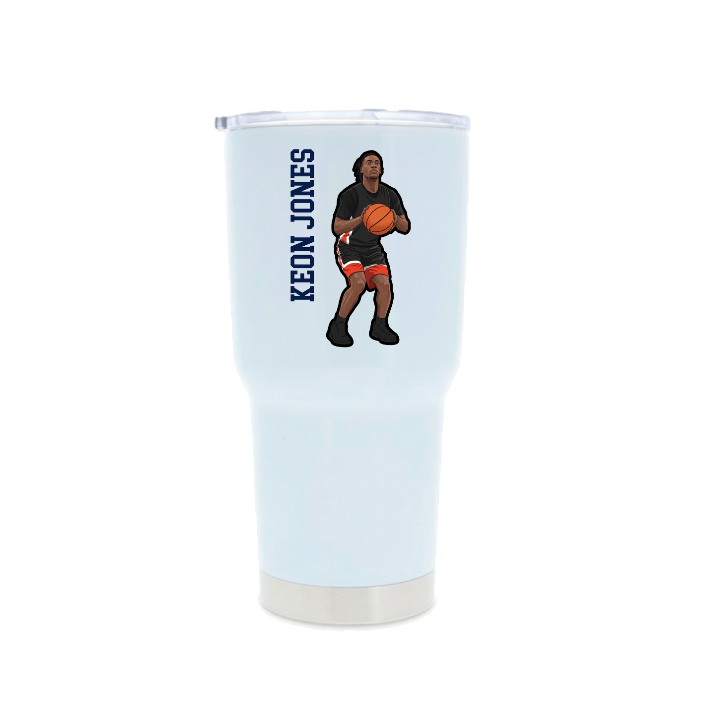 30oz Stainless Steel Tumbler — Name Vertical in White
