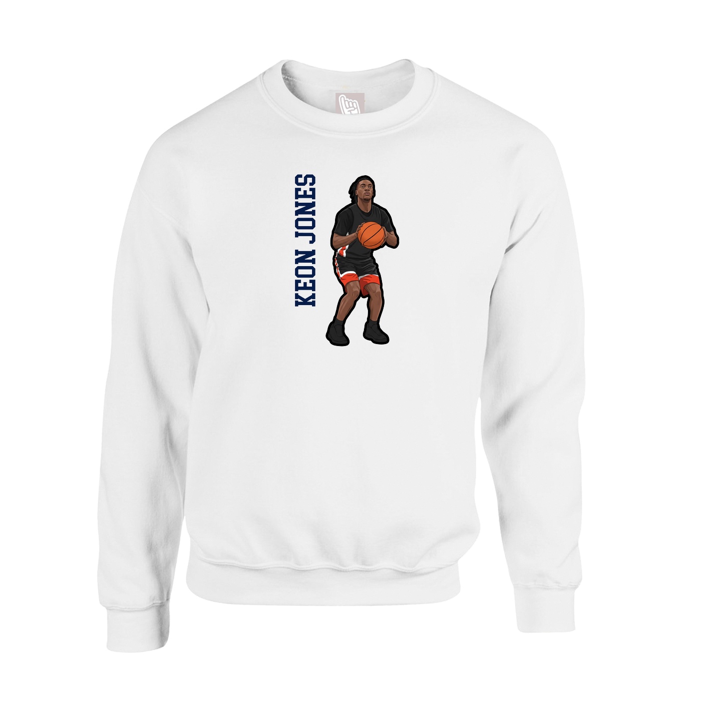 Fleece Crew — Name Vertical in White