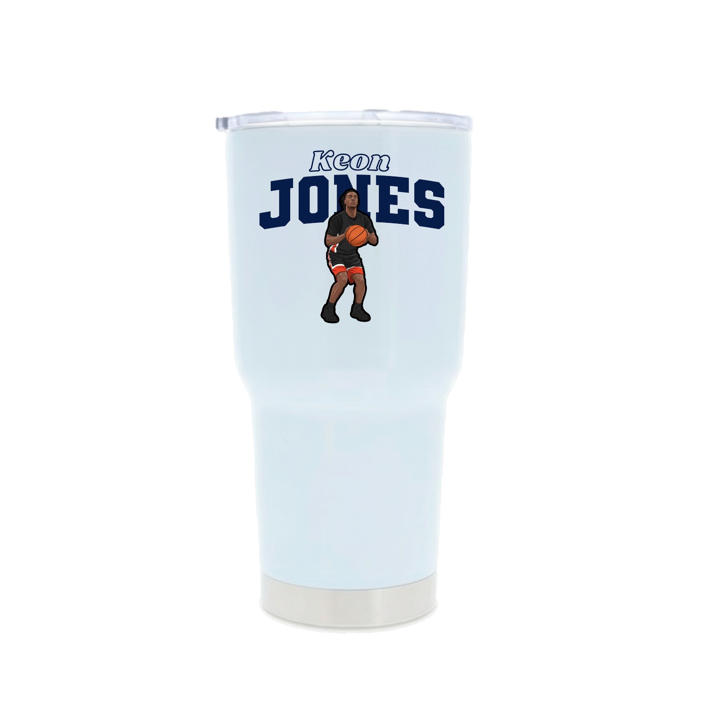 30oz Stainless Steel Tumbler — Name Arch in White