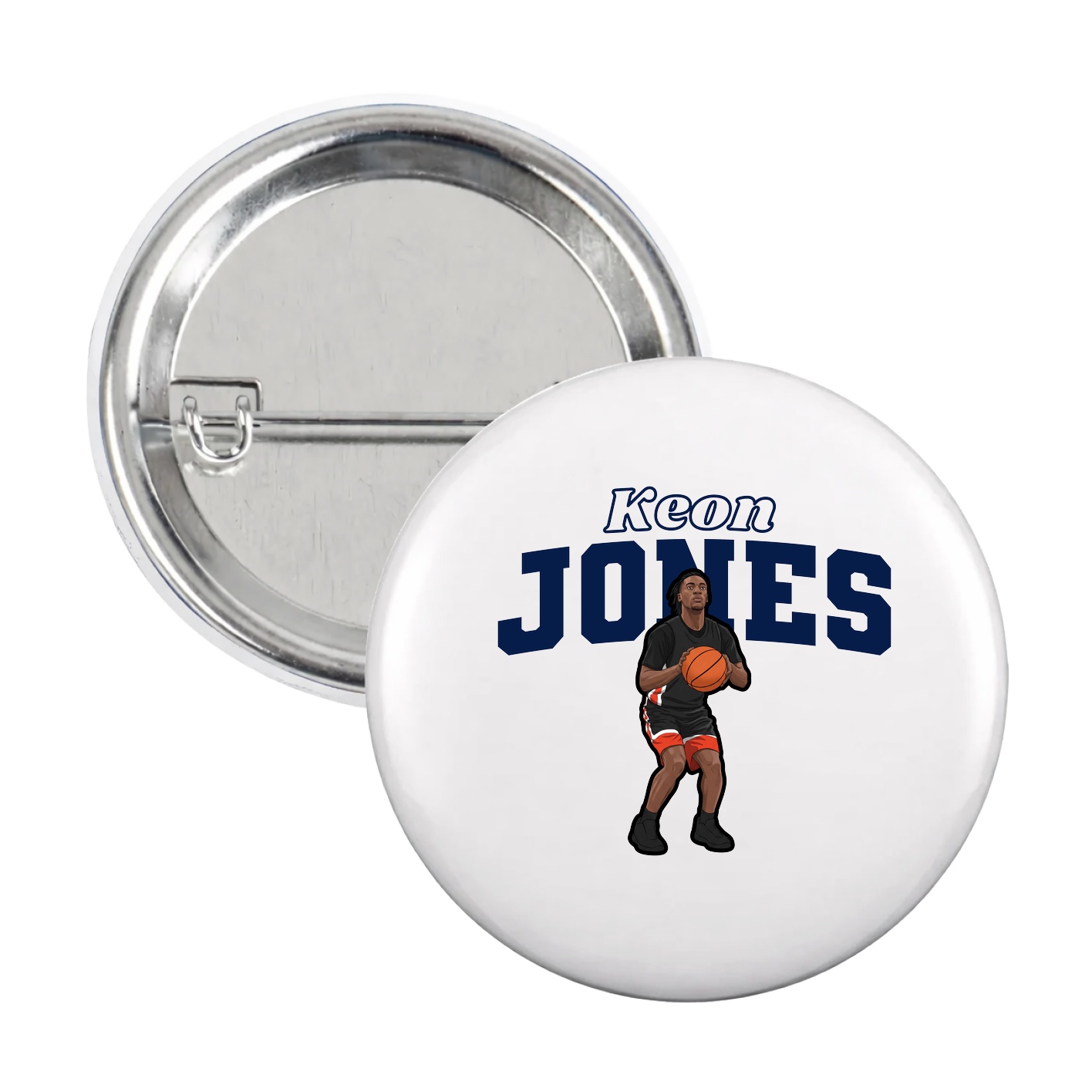 Game Day Button — Name Arch in White