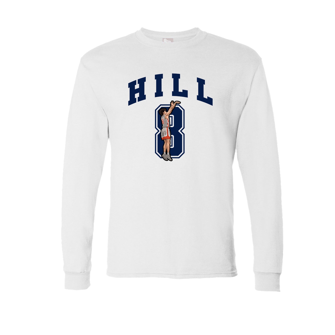 Long Sleeve Tee — Number in White