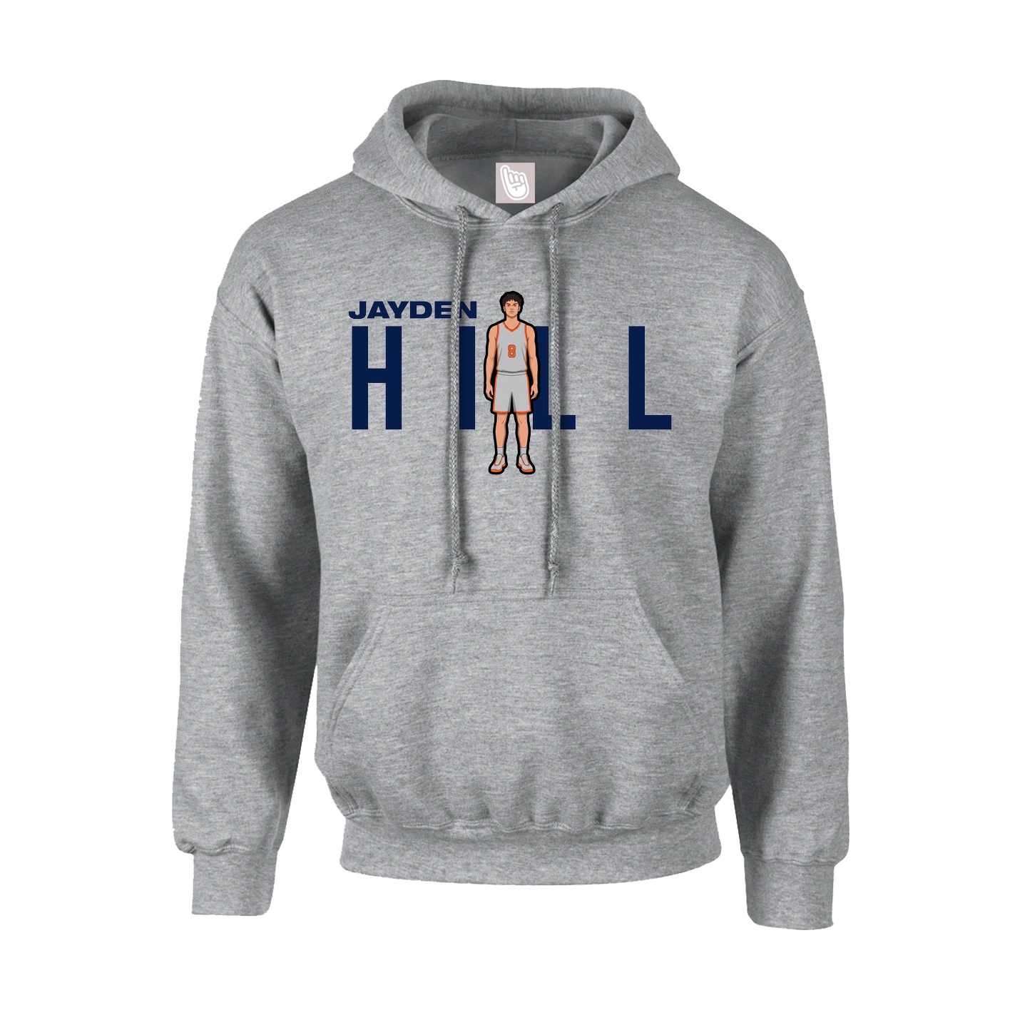 Youth Hoodie — Player Name in Grey