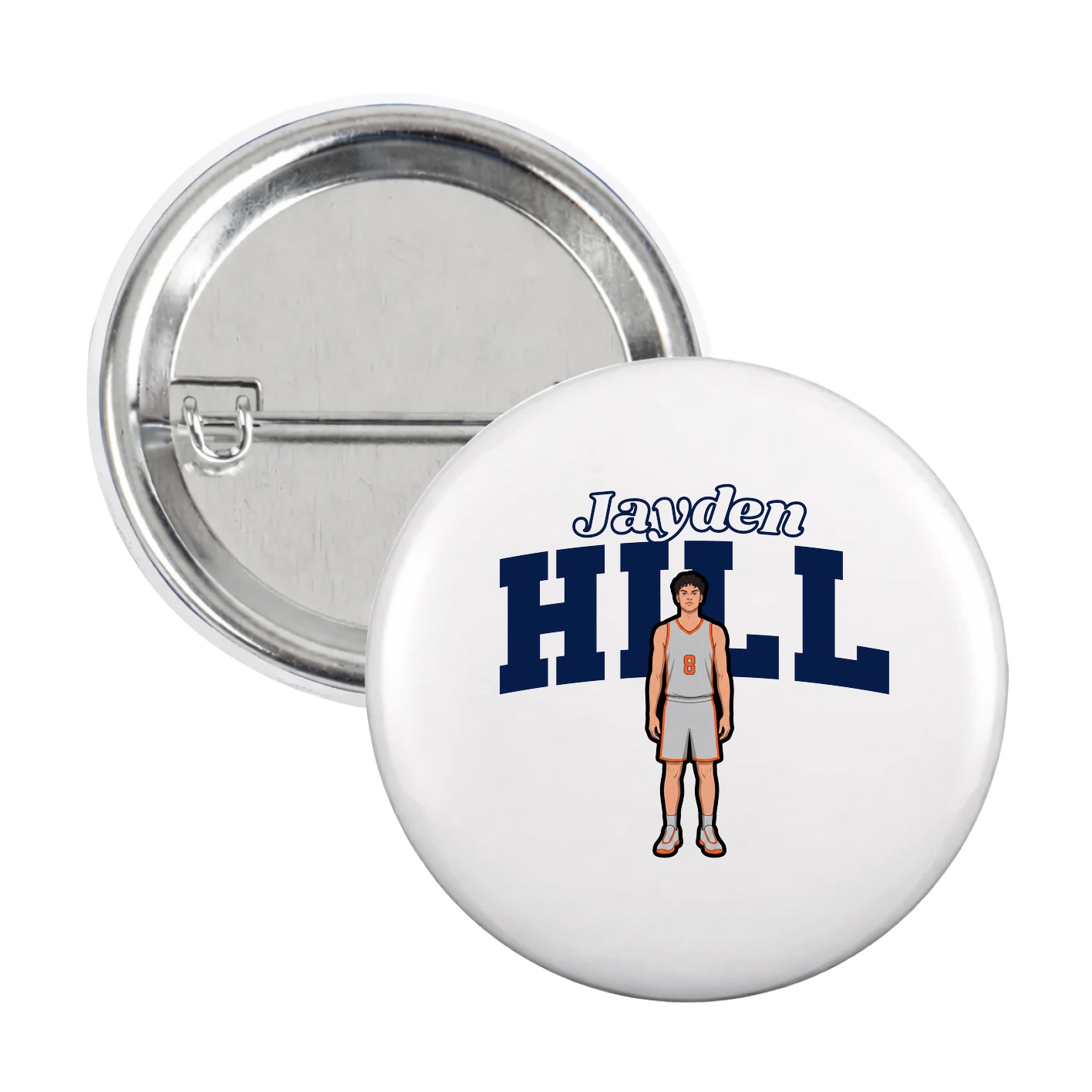 Game Day Button — Name Arch in White
