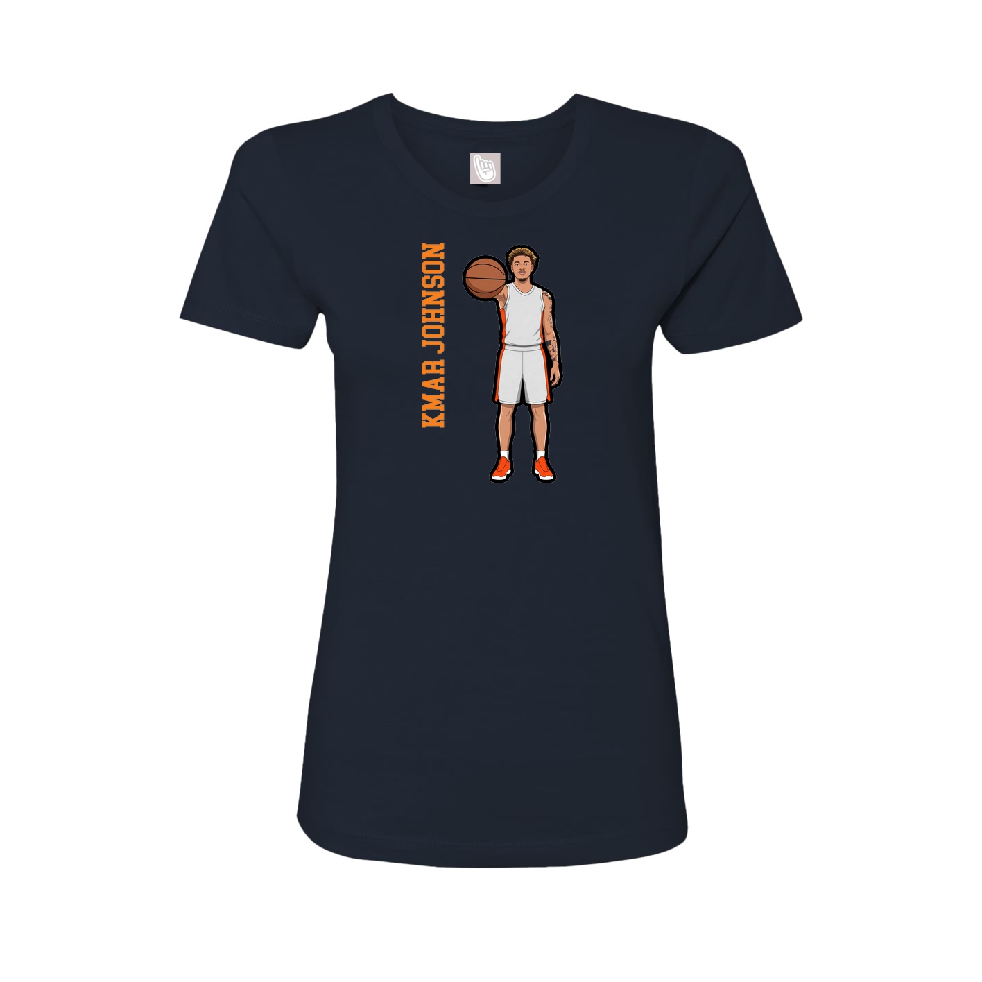 Fitted Women's Tee — Name Vertical in Navy