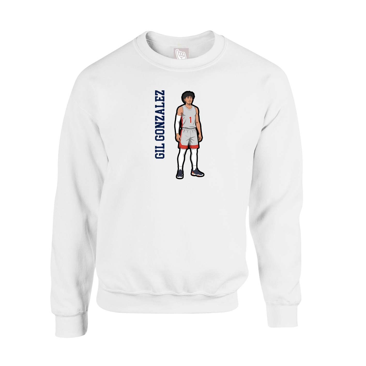 Fleece Crew — Name Vertical in White