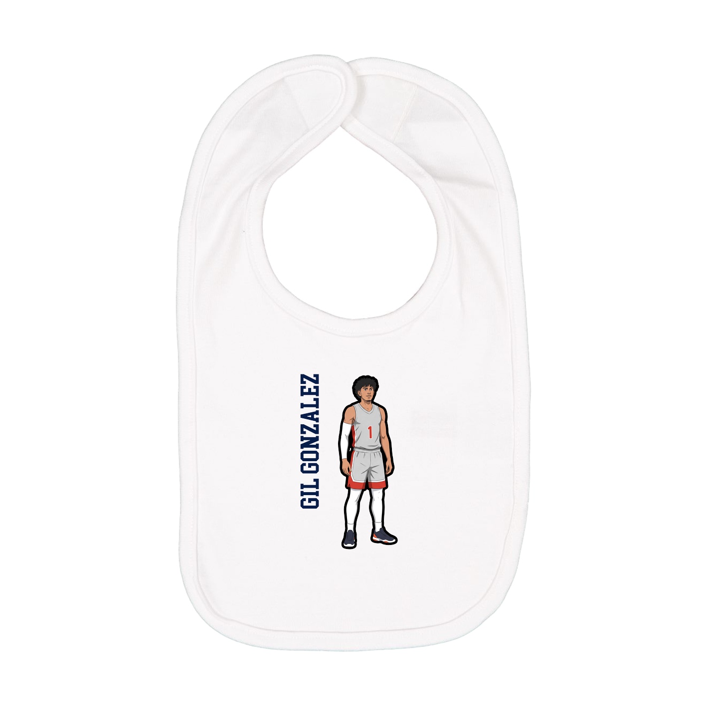Infant Bib — Name Vertical in White