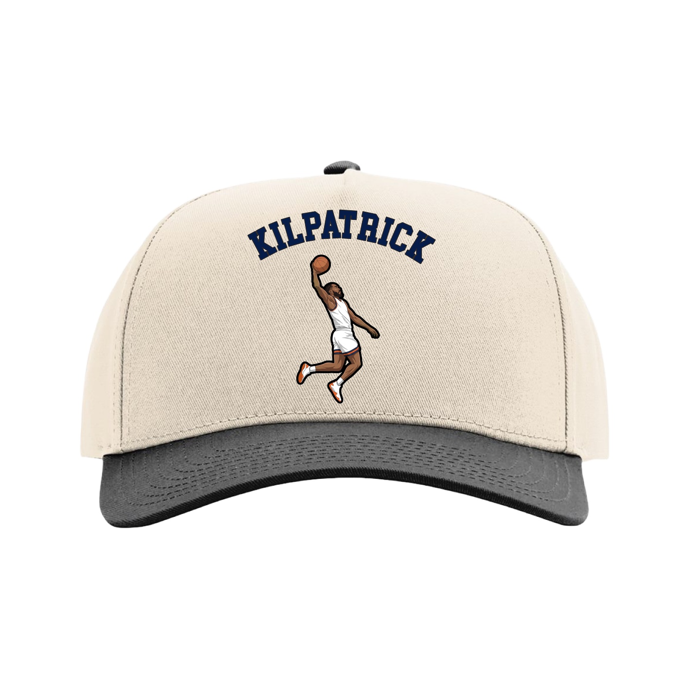 Full Fabric Five-Panel Champ Cap — Shirsey Arch in Cream/Black