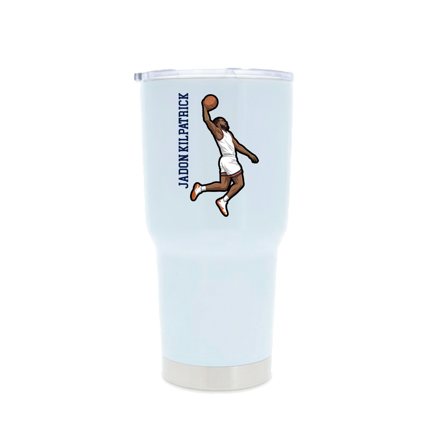 30oz Stainless Steel Tumbler — Name Vertical in White
