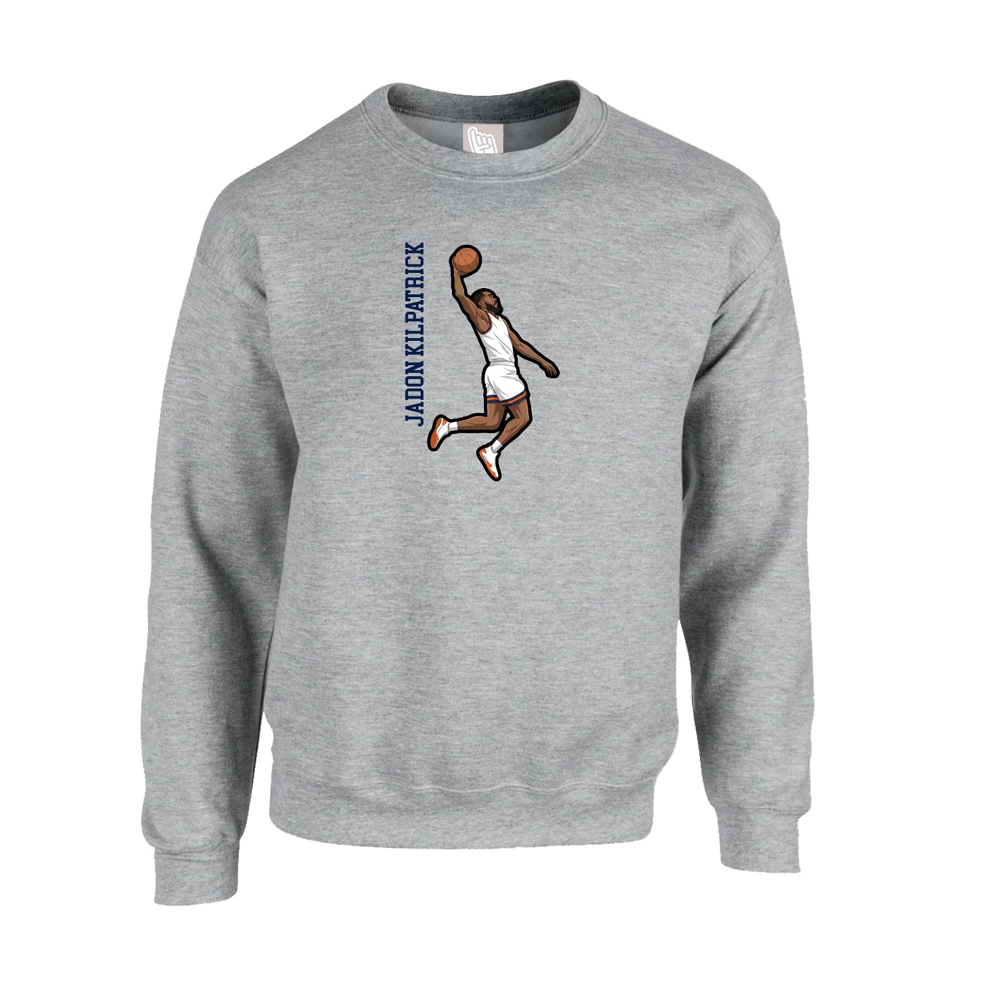 Fleece Crew — Name Vertical in Grey