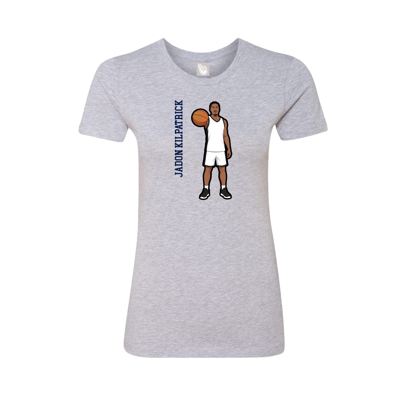 Fitted Women's Tee — Name Vertical in Grey