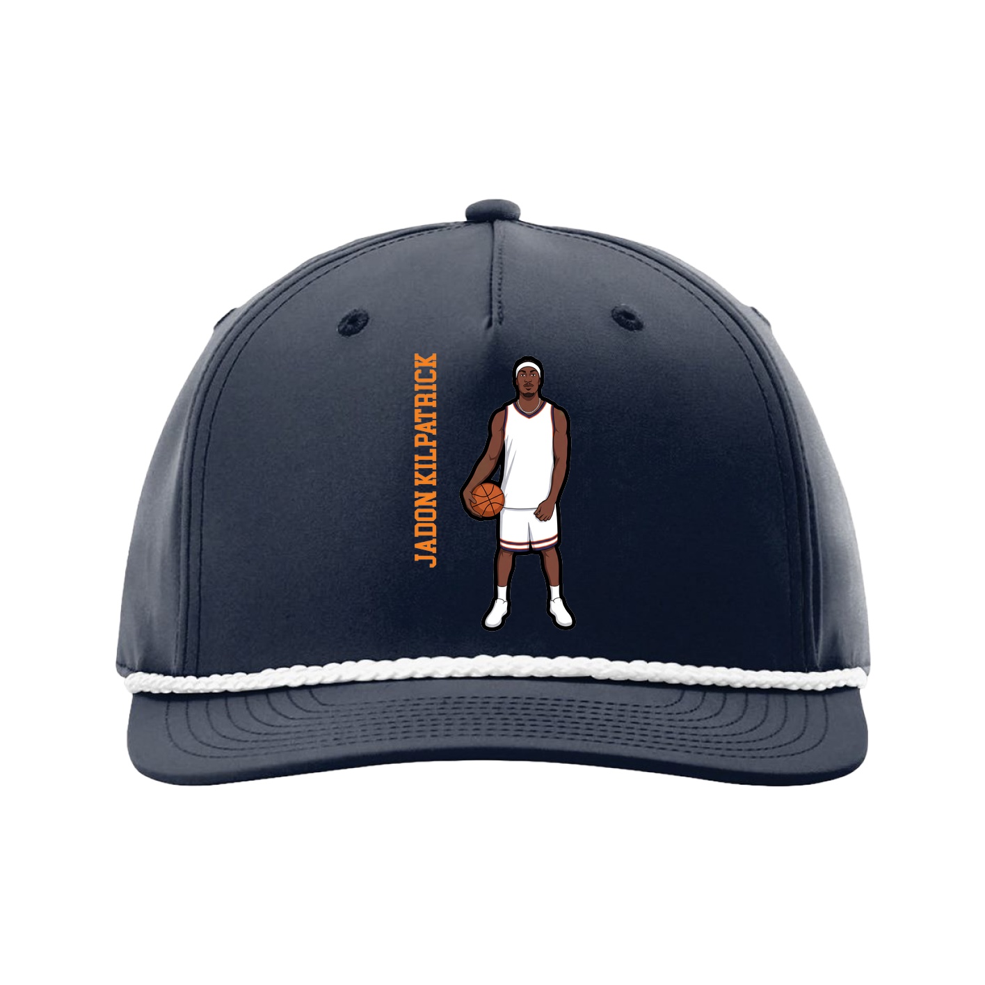Five-Panel Classic Rope Cap — Name Vertical in Navy