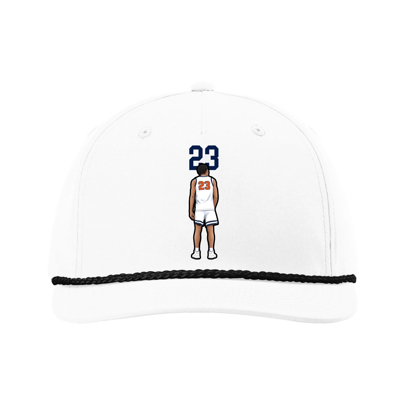 Five-Panel Classic Rope Cap — Number Top in White