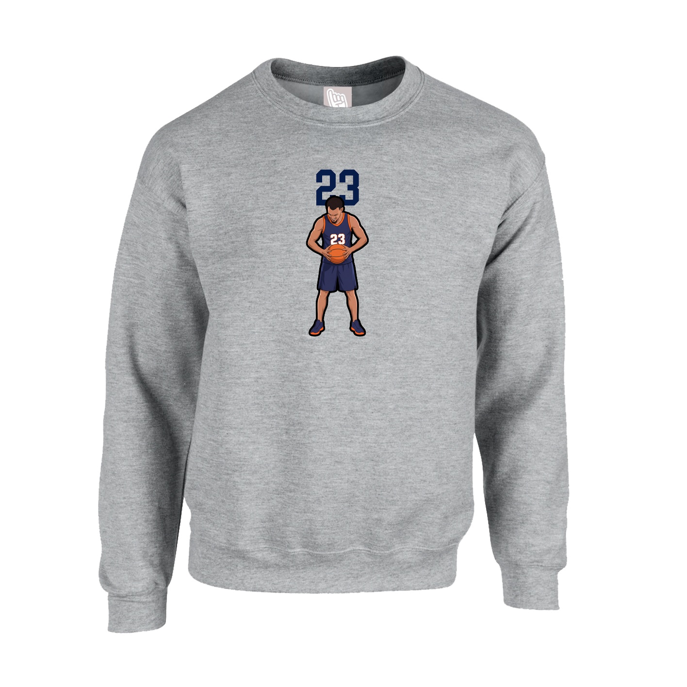 Fleece Crew — Number Top in Grey