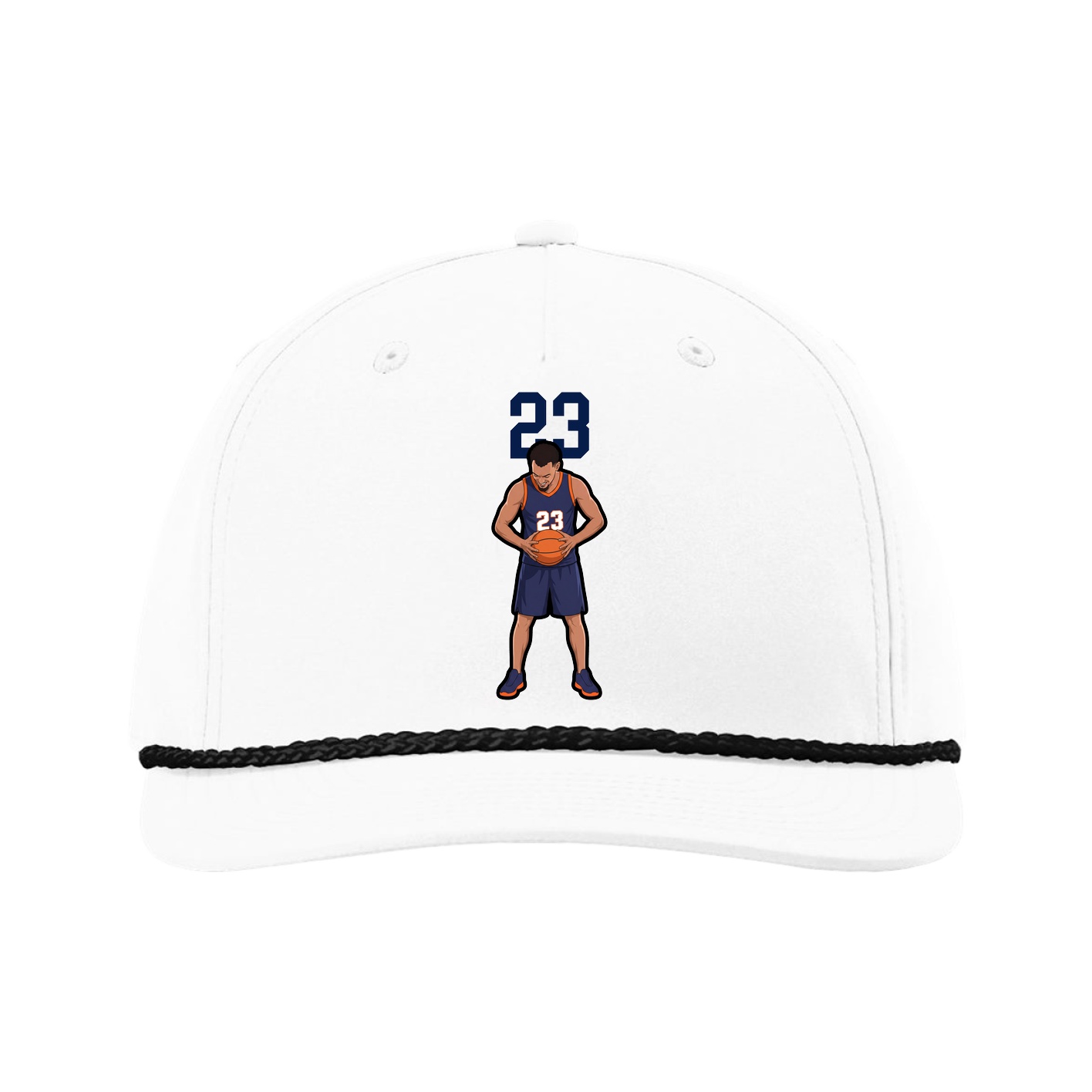 Five-Panel Classic Rope Cap — Number Top in White