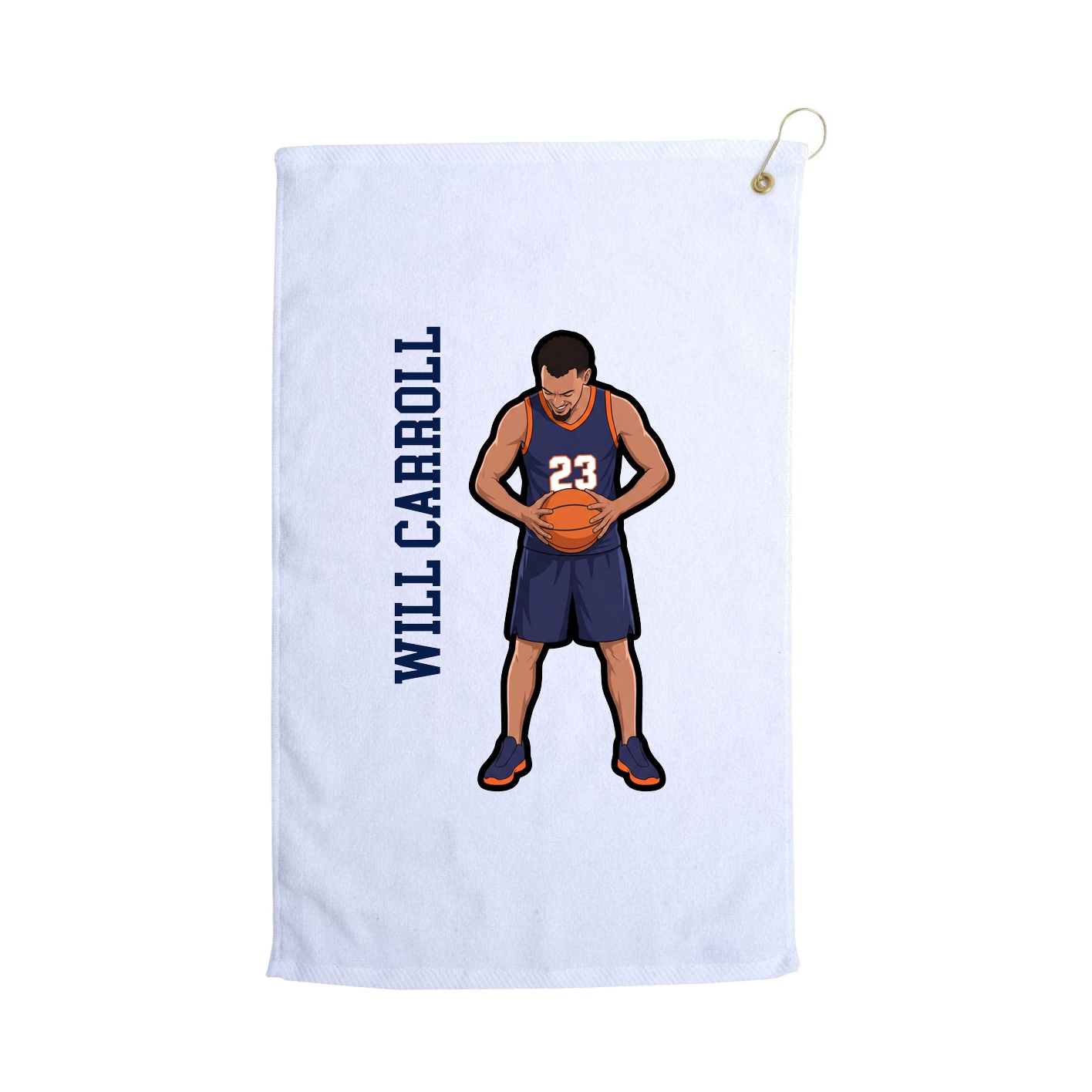 Golf Towel — Name Vertical in White