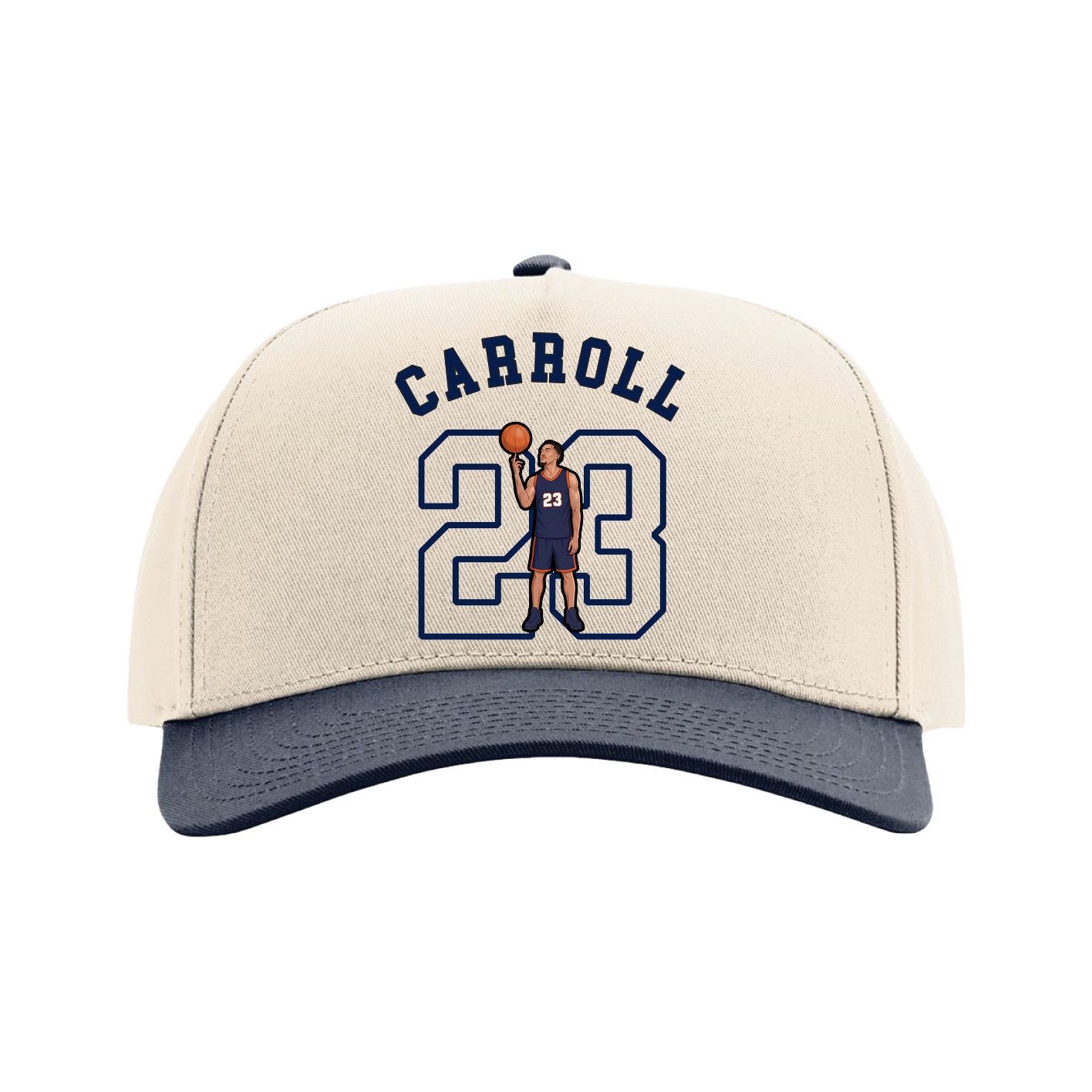 Full Fabric Five-Panel Champ Cap — Shirsey Arch in Cream/Navy