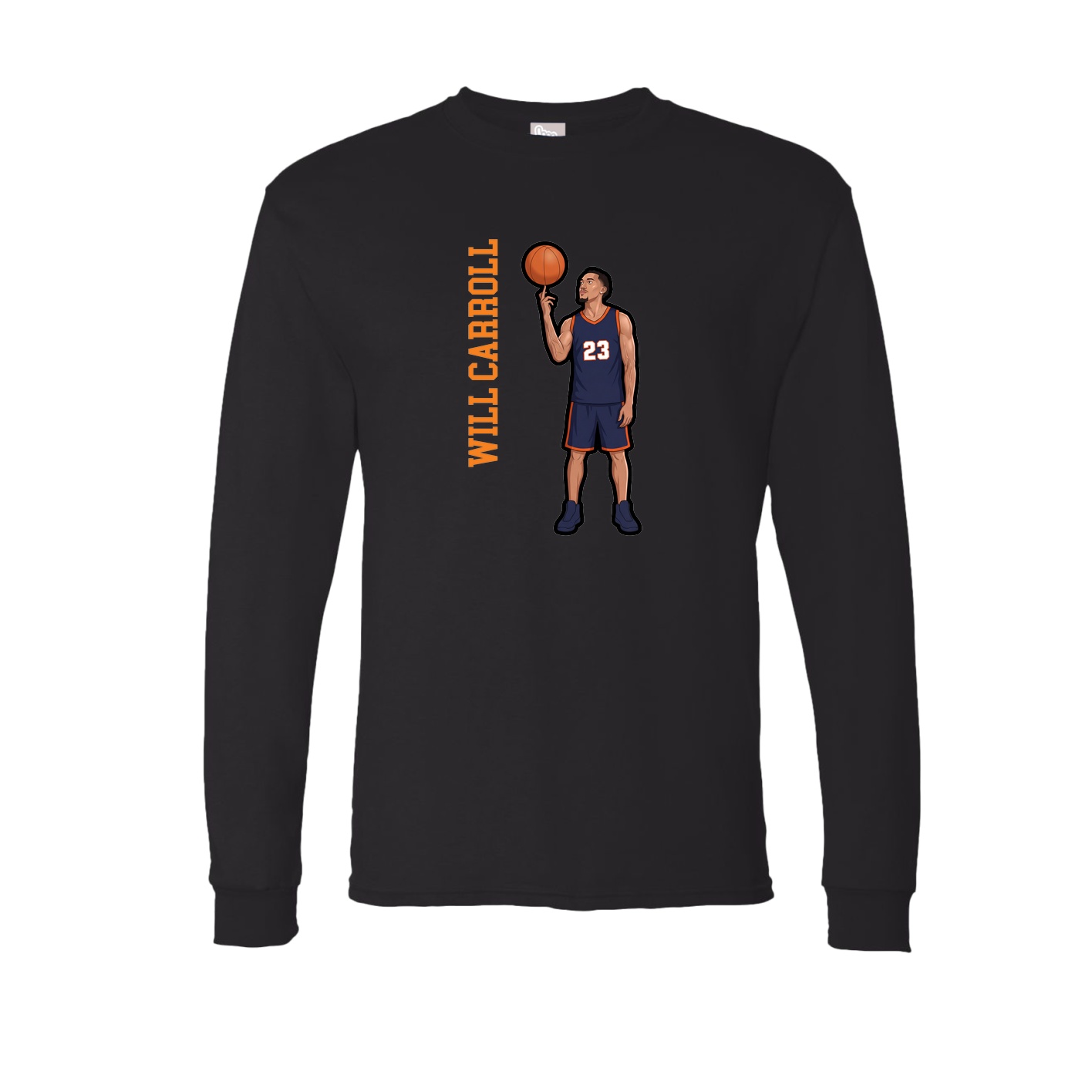 Long Sleeve Tee — Name Vertical in Black