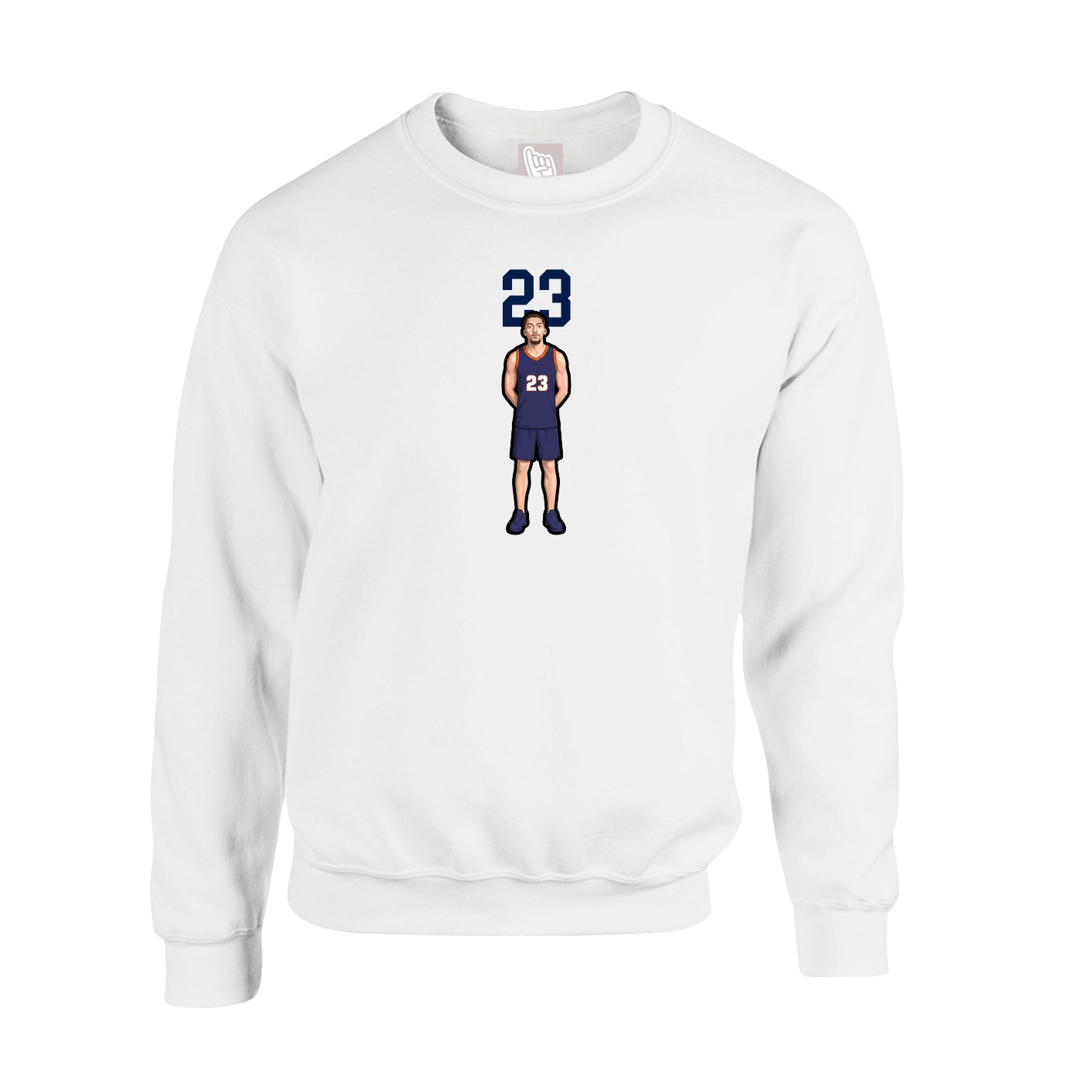 Fleece Crew — Number Top in White
