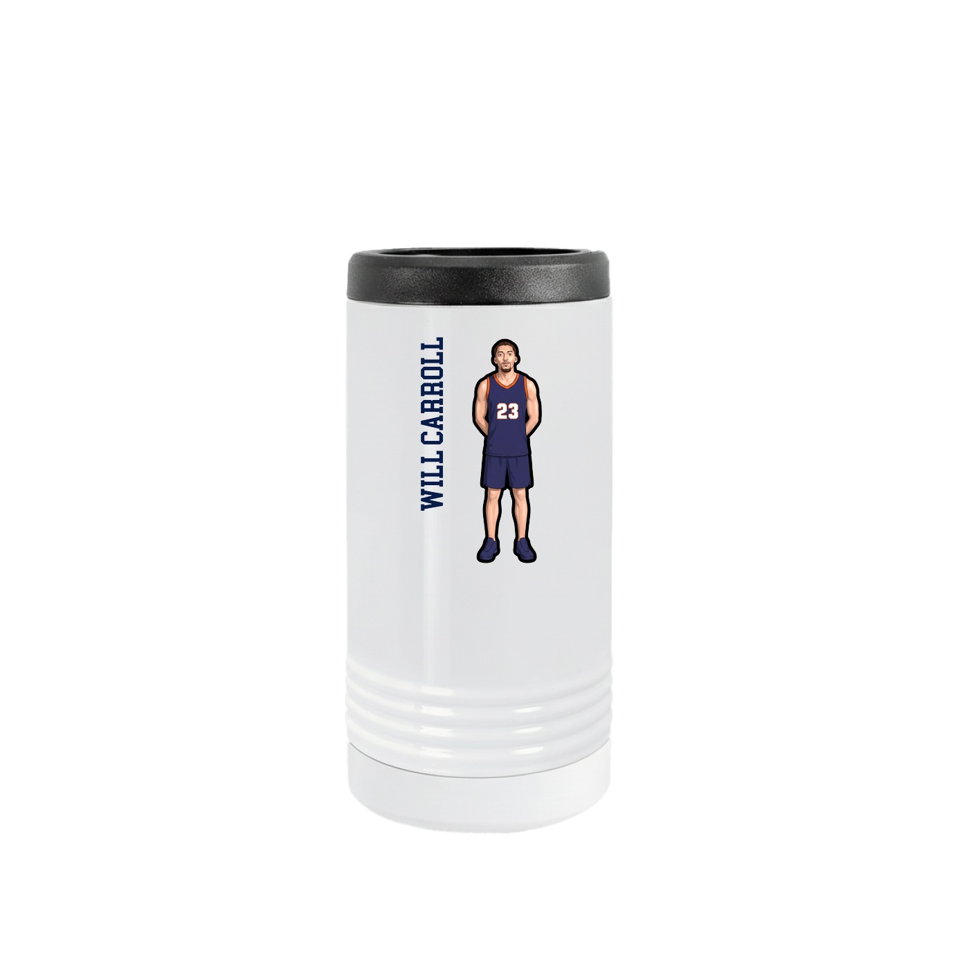 Slim Beverage Holder — Name Vertical in White