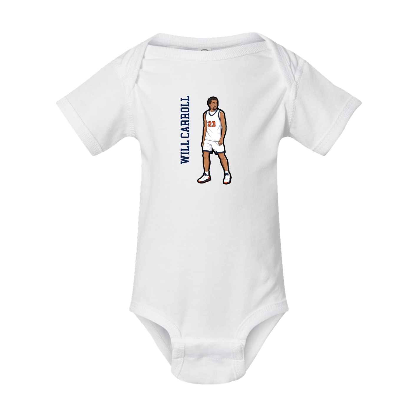 Baby Onesie — Name Vertical in White
