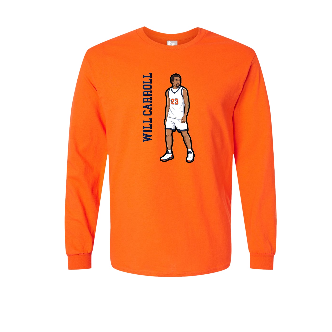 Long Sleeve Tee — Name Vertical in Orange