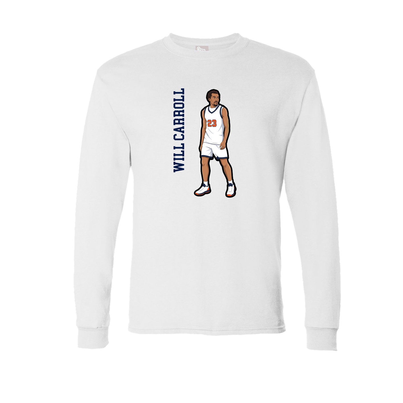 Long Sleeve Tee — Name Vertical in White
