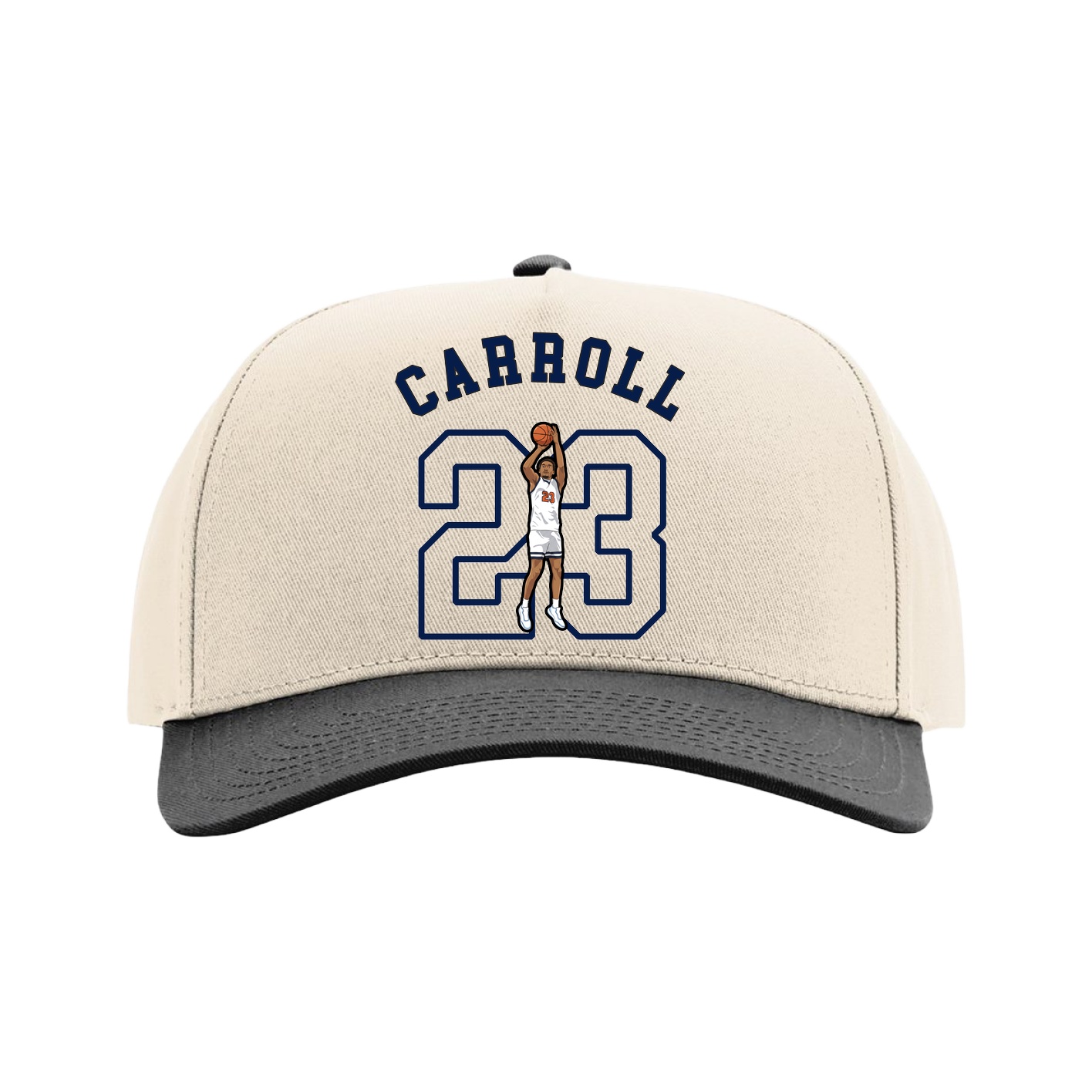 Full Fabric Five-Panel Champ Cap — Shirsey Arch in Cream/Black