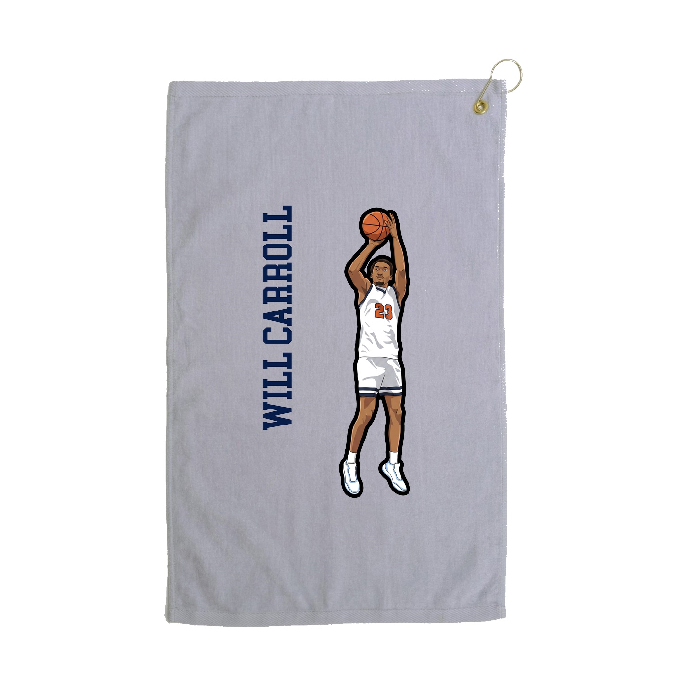 Golf Towel — Name Vertical in Grey