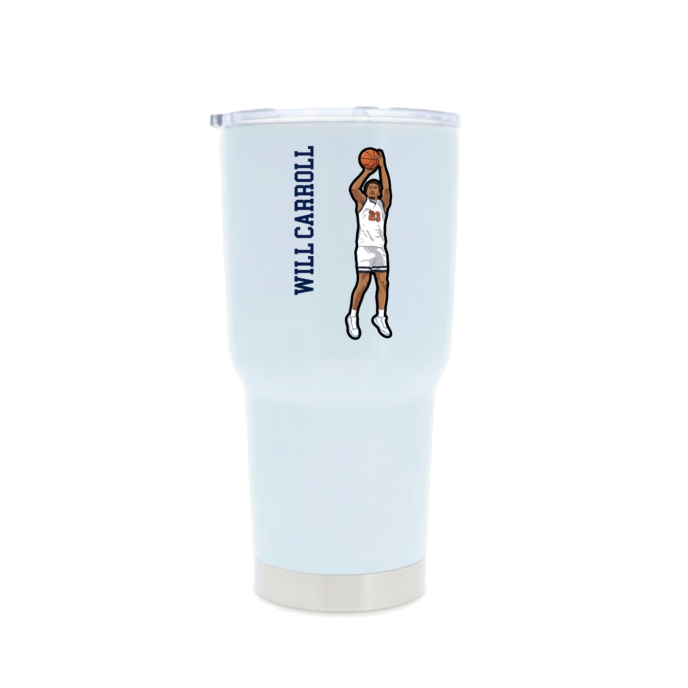 30oz Stainless Steel Tumbler — Name Vertical in White