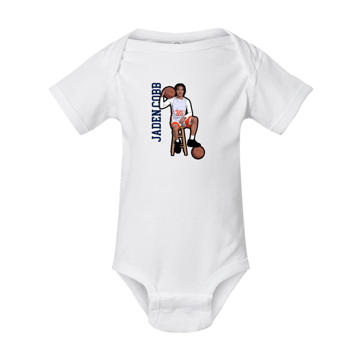 Baby Onesie — Name Vertical in White