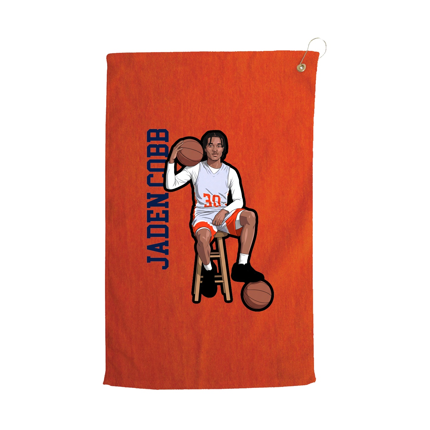 Golf Towel — Name Vertical in Orange
