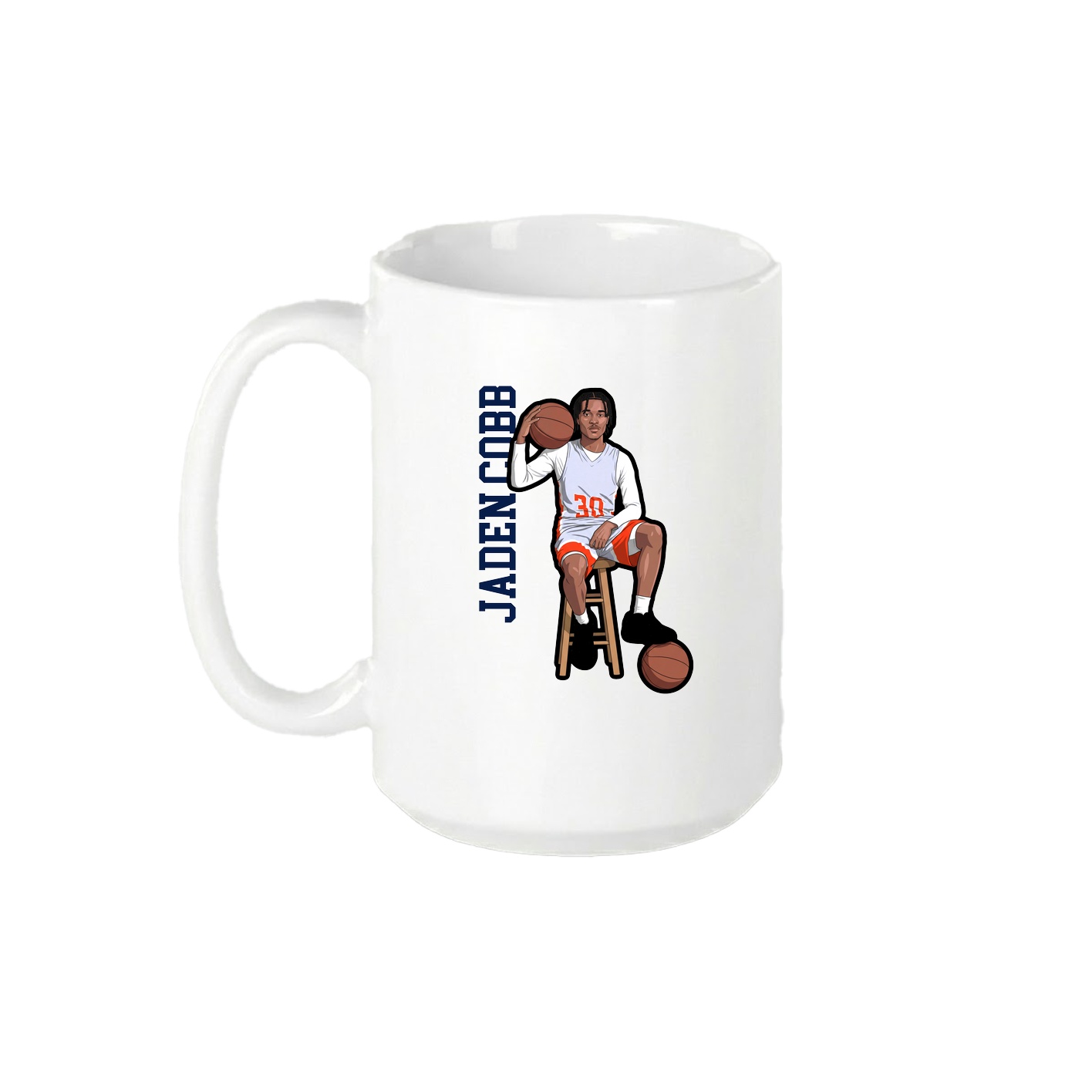 15oz Coffee Mug — Name Vertical in White