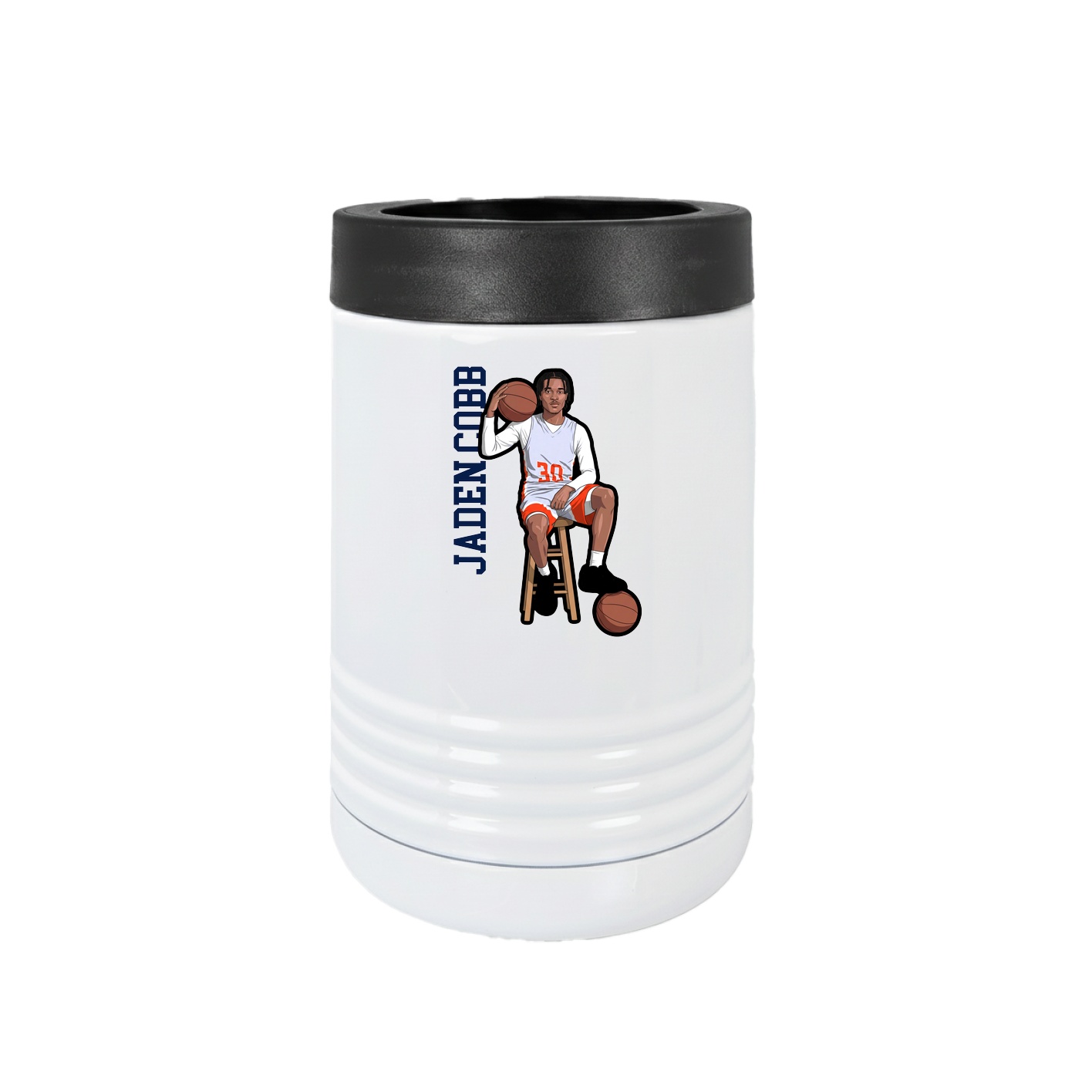 Beverage Holder — Name Vertical in White