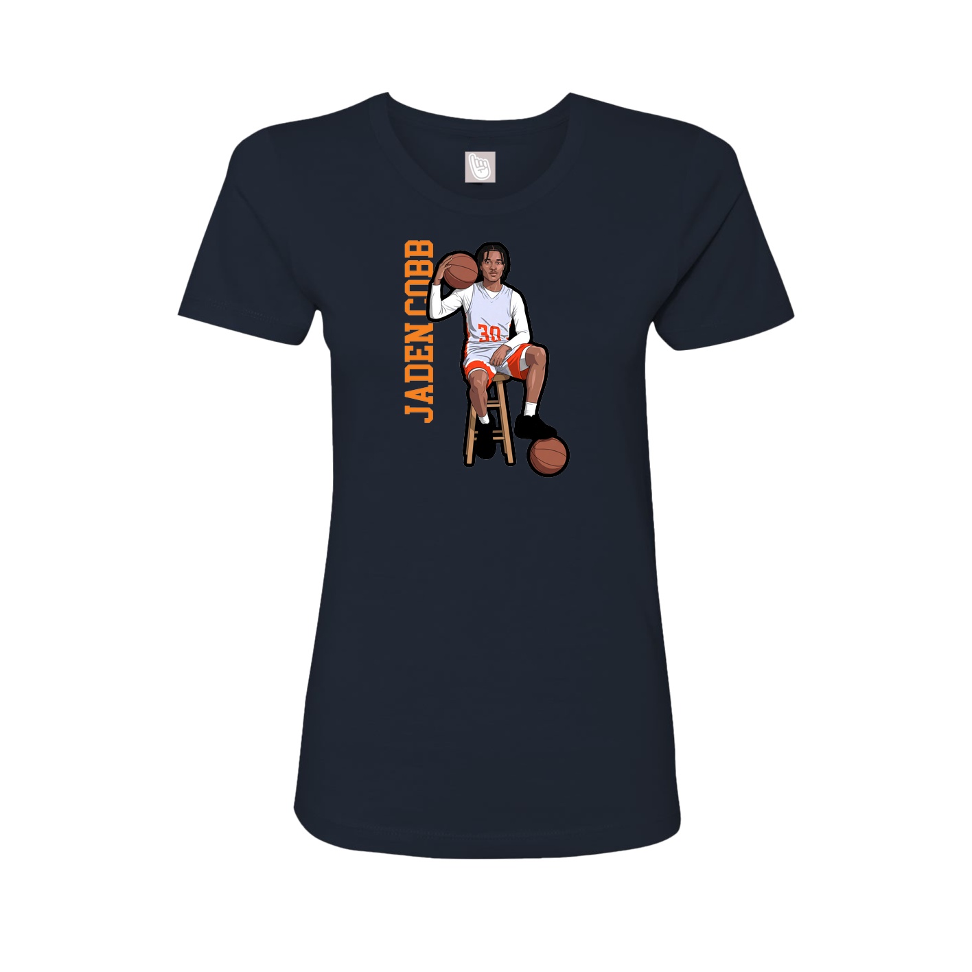 Fitted Women's Tee — Name Vertical in Navy