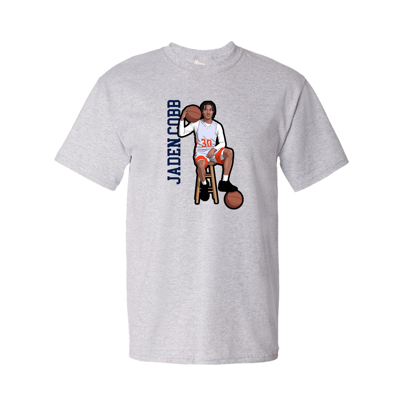 Youth Tee — Name Vertical in Grey