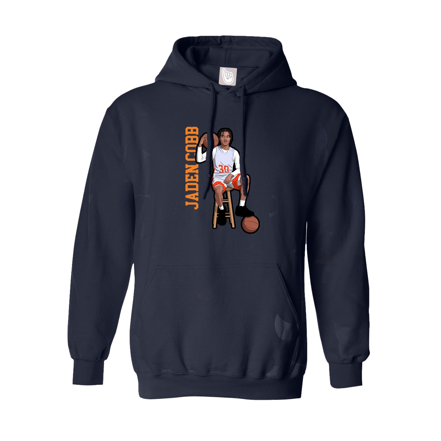 Hoodie — Name Vertical in Navy