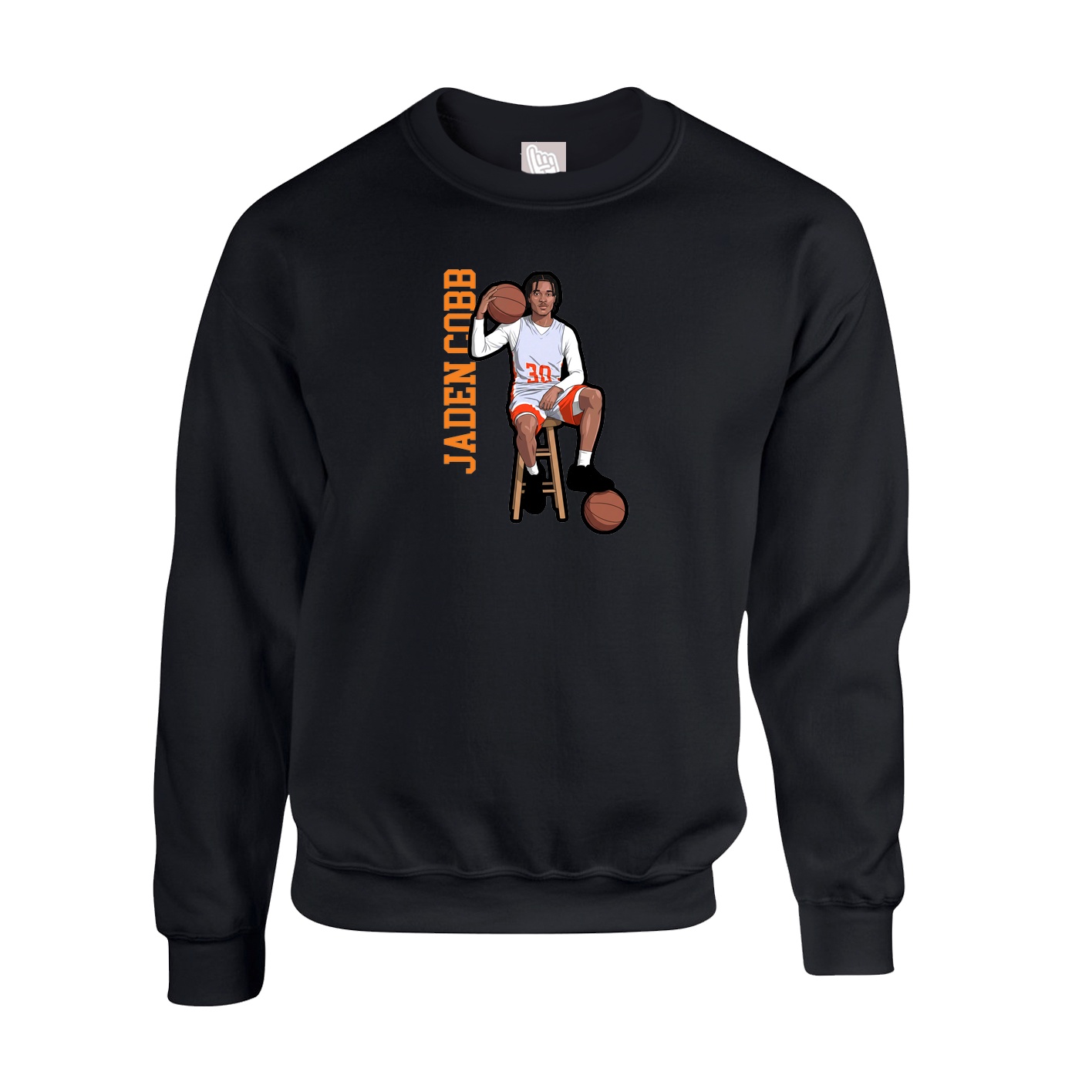 Fleece Crew — Name Vertical in Black