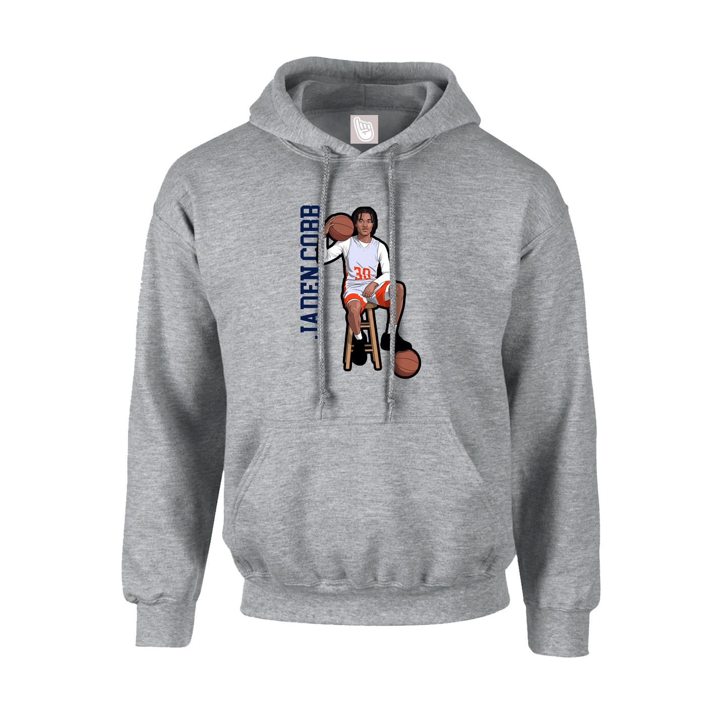 Youth Hoodie — Name Vertical in Grey