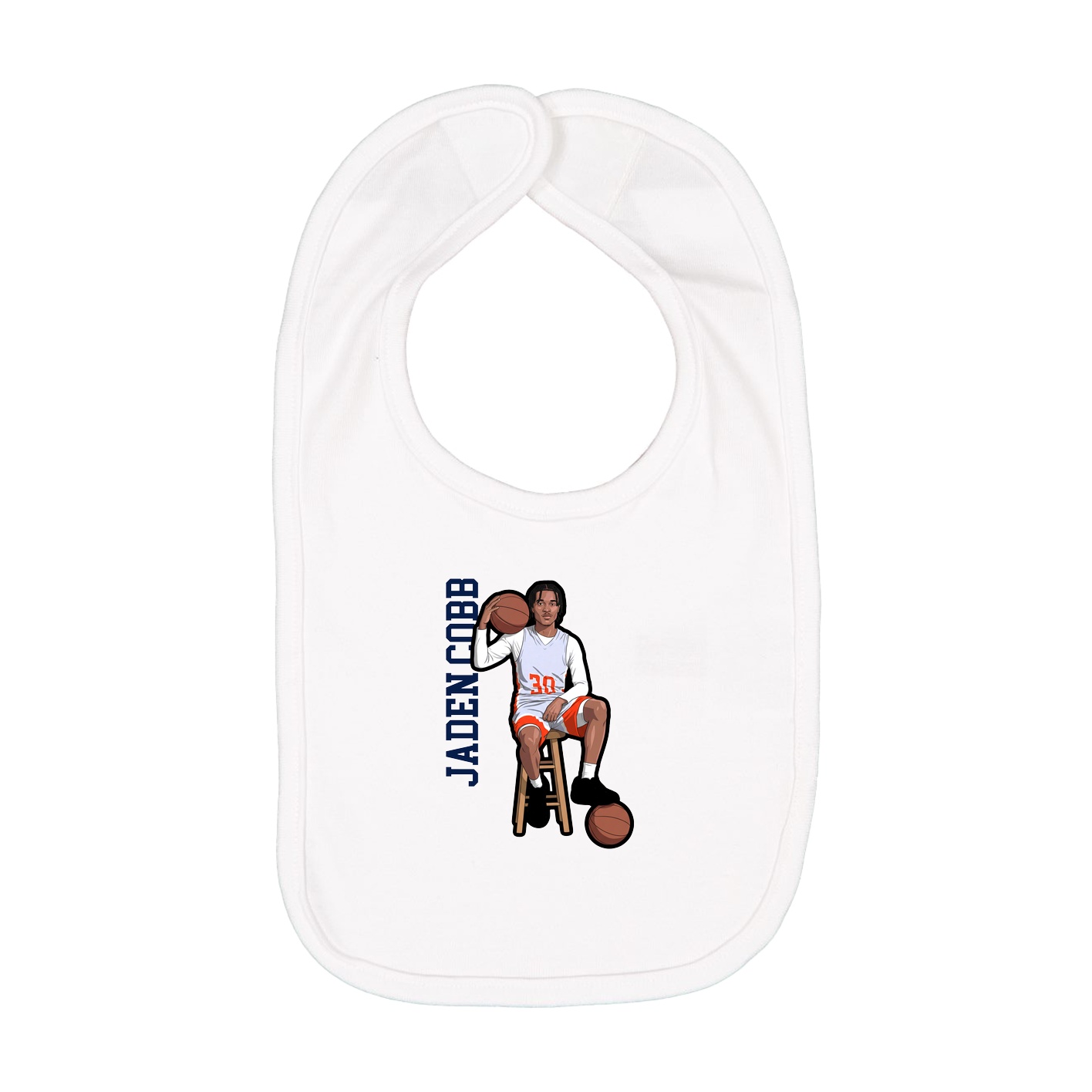 Infant Bib — Name Vertical in White