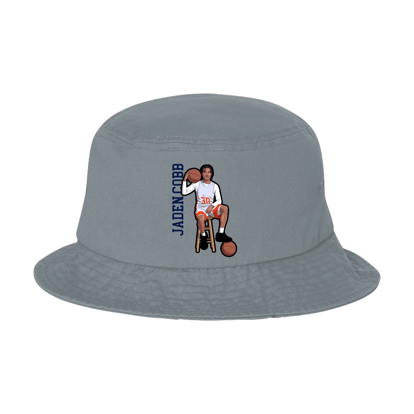 Bucket Cap — Name Vertical in Grey