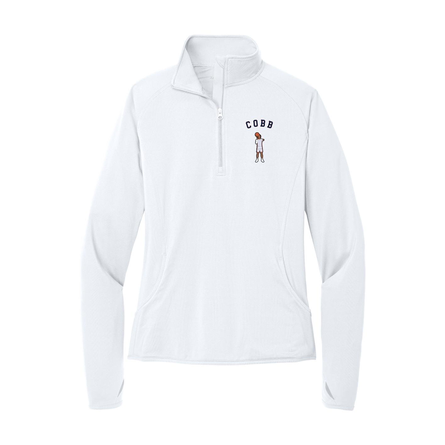 Women's Q-Zip Pullover — Shirsey Arch in White