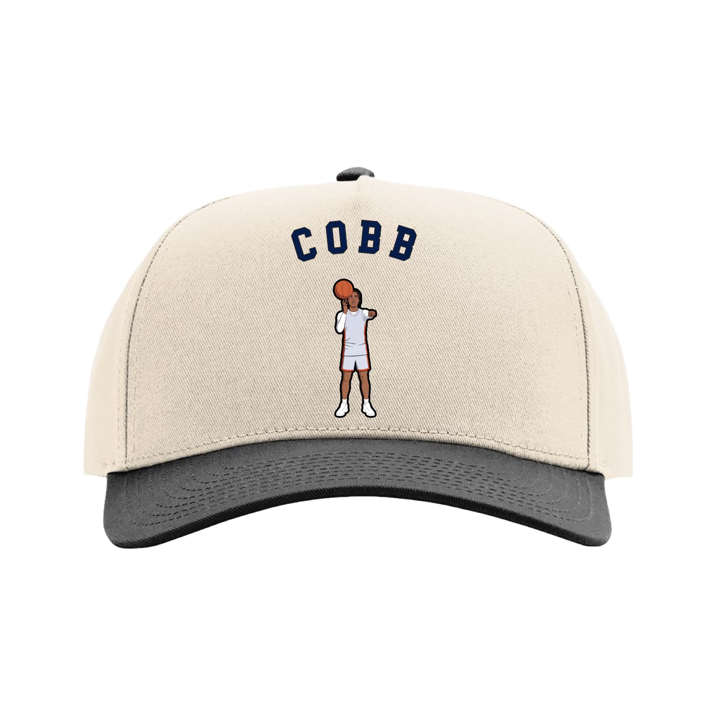 Full Fabric Five-Panel Champ Cap — Shirsey Arch in Cream/Black
